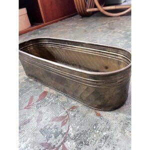 VTG Oval Brass Garden Pot Trough Planter Herb Window Box Farmhouse Distressed